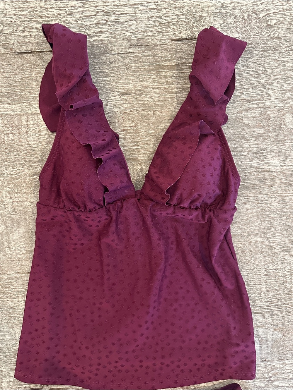Robin Piccone Raspberry Ruffled V-Neck Tankini Set - Picture 2 of 8